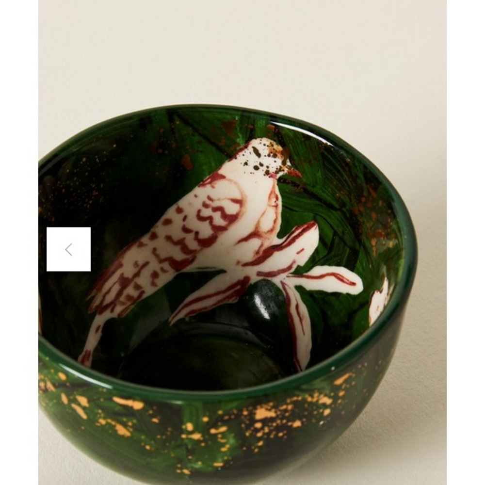 Anthropologie Mia Stoneware Nut Bowl Ice Cream Yogurt Condiment Set of 2 Green